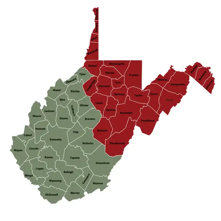 WV Cement Masons Jurisdiction Map