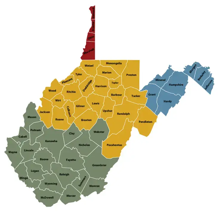 WV Roofers Union Jurisdiction Map