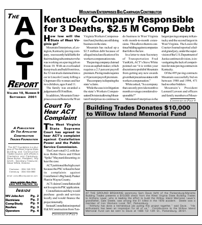 September 2001 Newsletter Volume 10