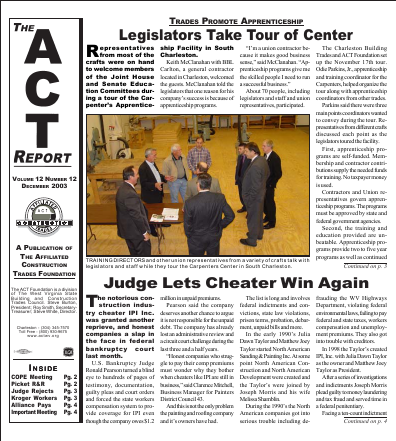 December 2003 Newsletter Volume 12