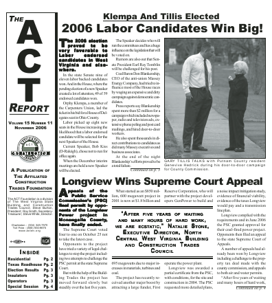 November 2006 Newsletter Volume 15