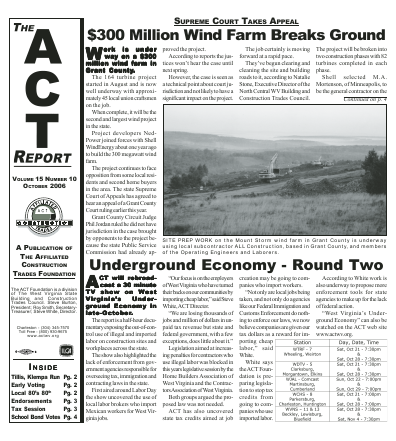 October 2006 Newsletter Volume 15