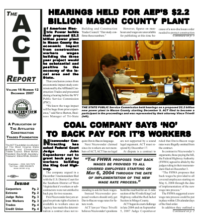 December 2007 Newsletter Volume 16