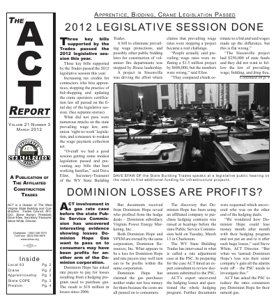 March 2012 Newsletter Volume 21