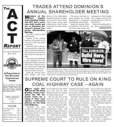 May 2012 Newsletter Volume 21