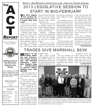 January 2013 Newsletter Volume 22